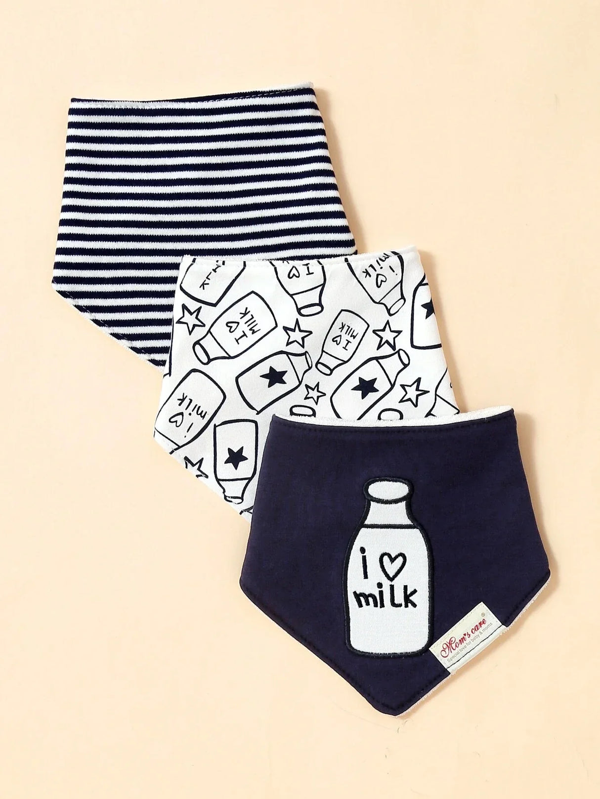 Buy SHEIN 3pcs Baby Milk Bottle Pattern Bandana Bib in Pakistan