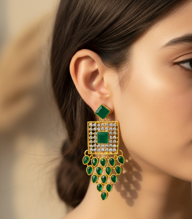 Square Tear Drop Earrings-00147 | Women Jewelry | Earrings | Brand New
