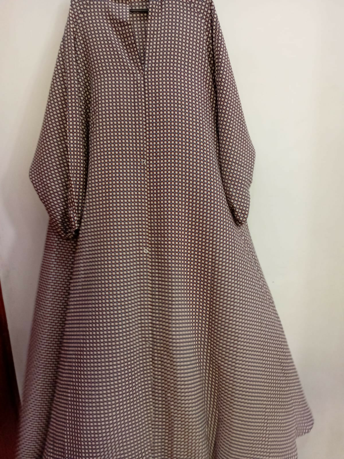 Brown Printed Front Open Abaya | Women Accessories | Large | Brand New