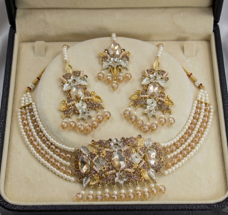 Oval Pearl Drop Choker Set-00277 | Women Jewelry | Wedding Jewelry & Sets | Brand New