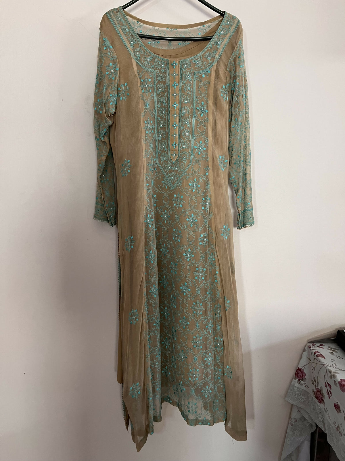 Chiffon Embroidered Kurti | Women Locally Made Formals | Small | Blue | New