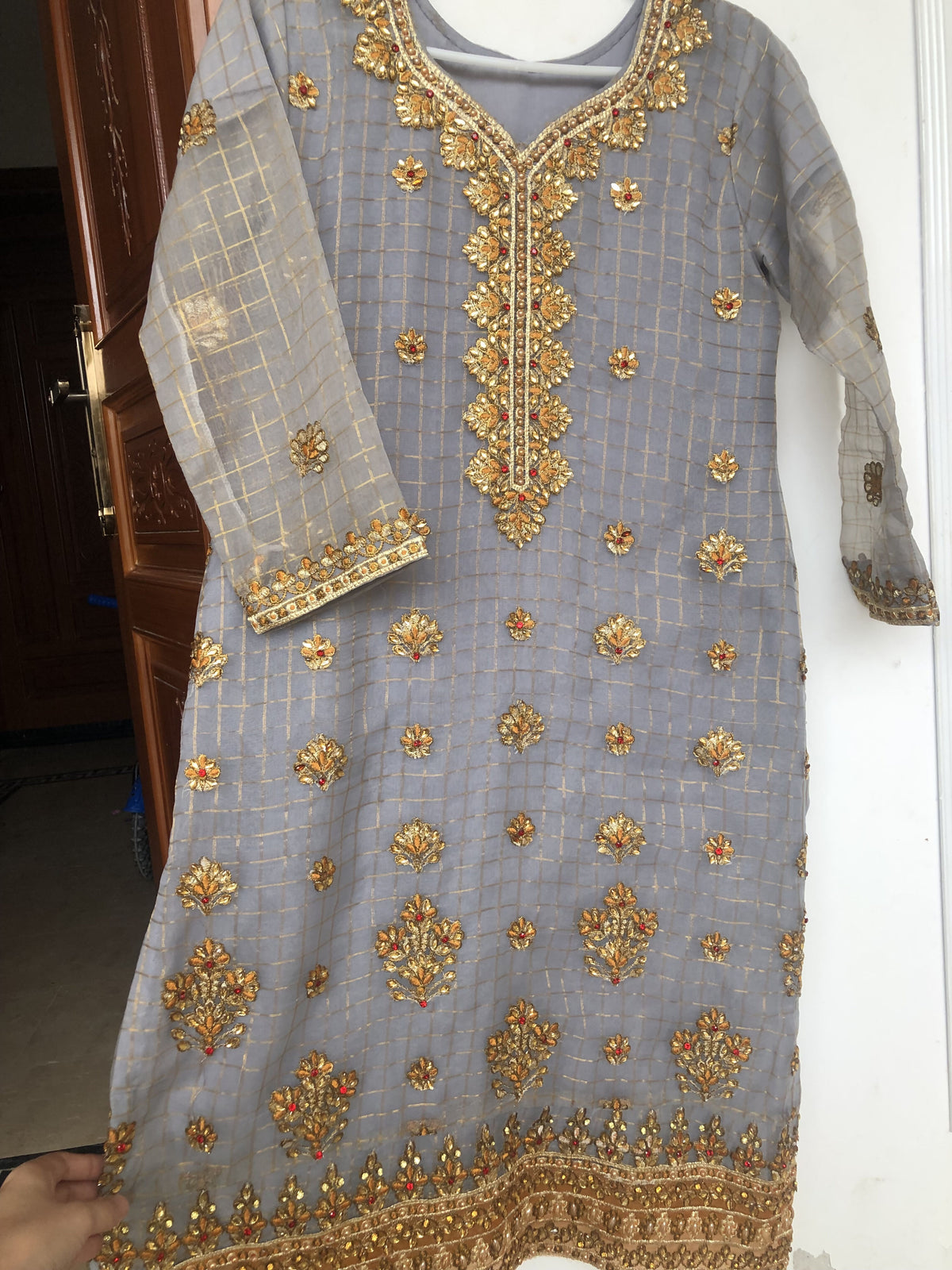 Fancy Organza Dress | Women Locally Made Formals | Grey | Small | Worn Once