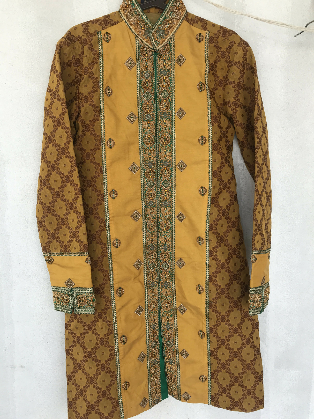 Mustard Embriodered Sherwani | Men Shalwar Kameez | Small | Worn Once