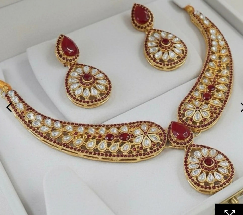 Flower tear drop necklace set-00018 | Women Jewelry | Brand New