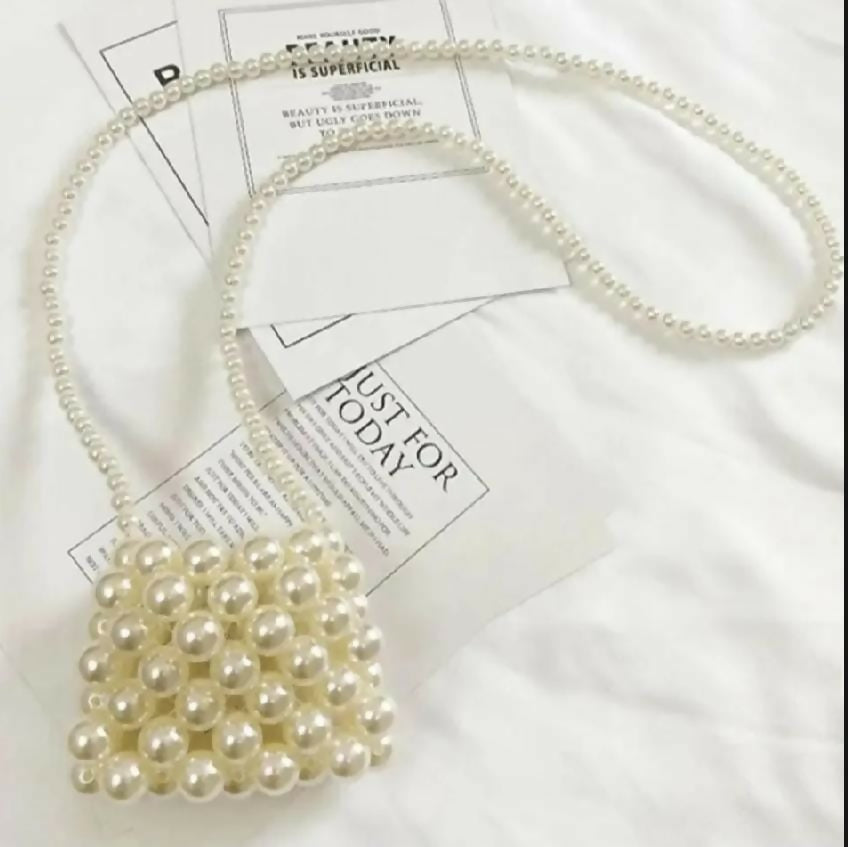 Mini Pearl Beaded Bag with Long Strap | Brand New | Pearls Bag
