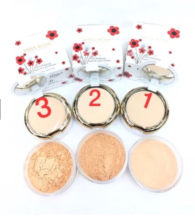 Buy Miss Rose Professional 3D Pearl Whitening Compact & Loose Powder 3 in 1 in Pakistan