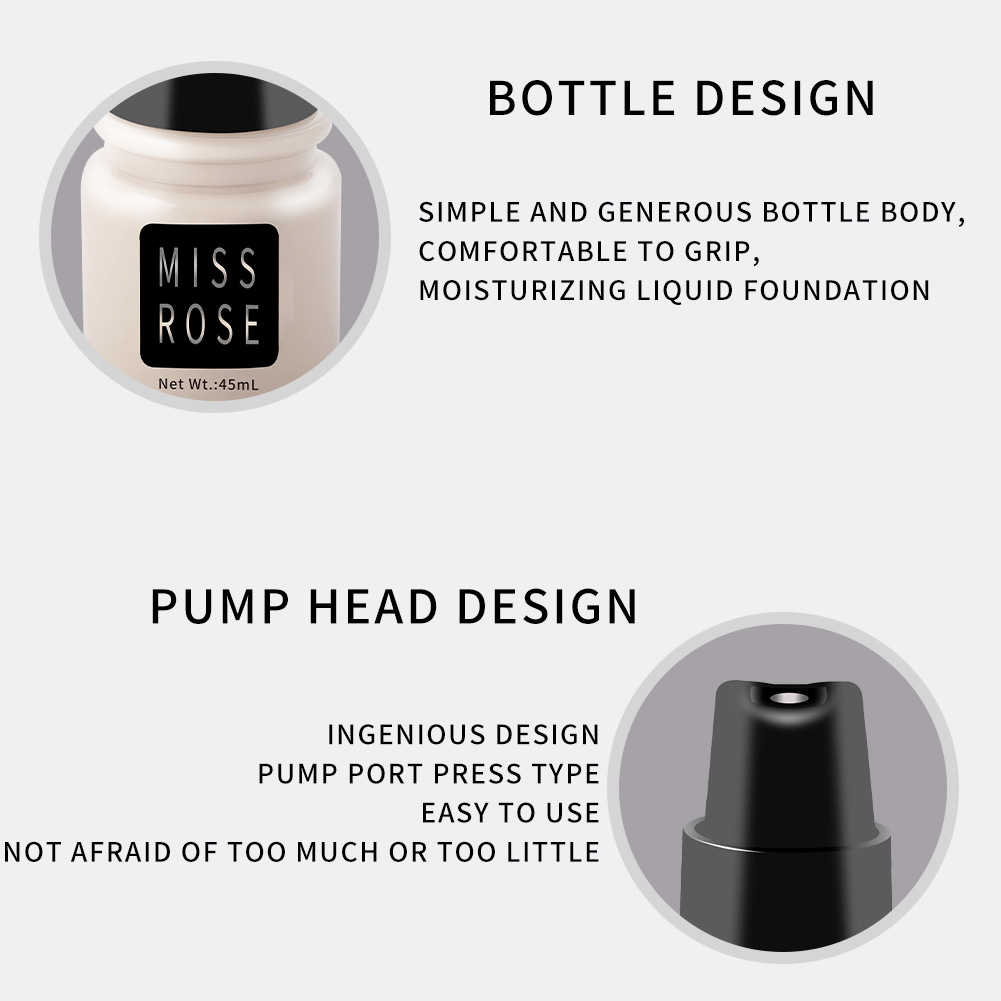 Buy Miss Rose Concealer Liquid Foundation Matte Oil Control Isolation Foundation Cream Moisturizing Sweat Proof And Lasting 45 - Ml in Pakistan