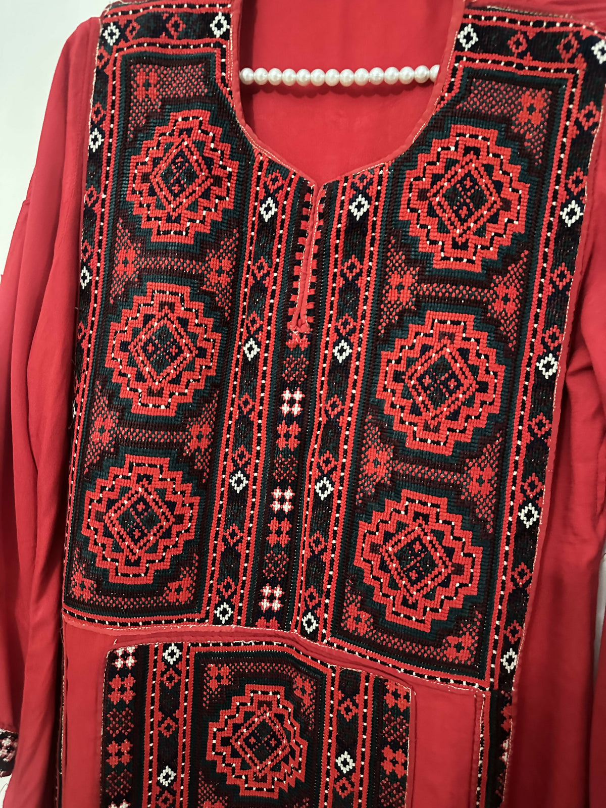 Sindhi Embroidered Shirt | Women Locally Made Kurta | Red | Small | Preloved