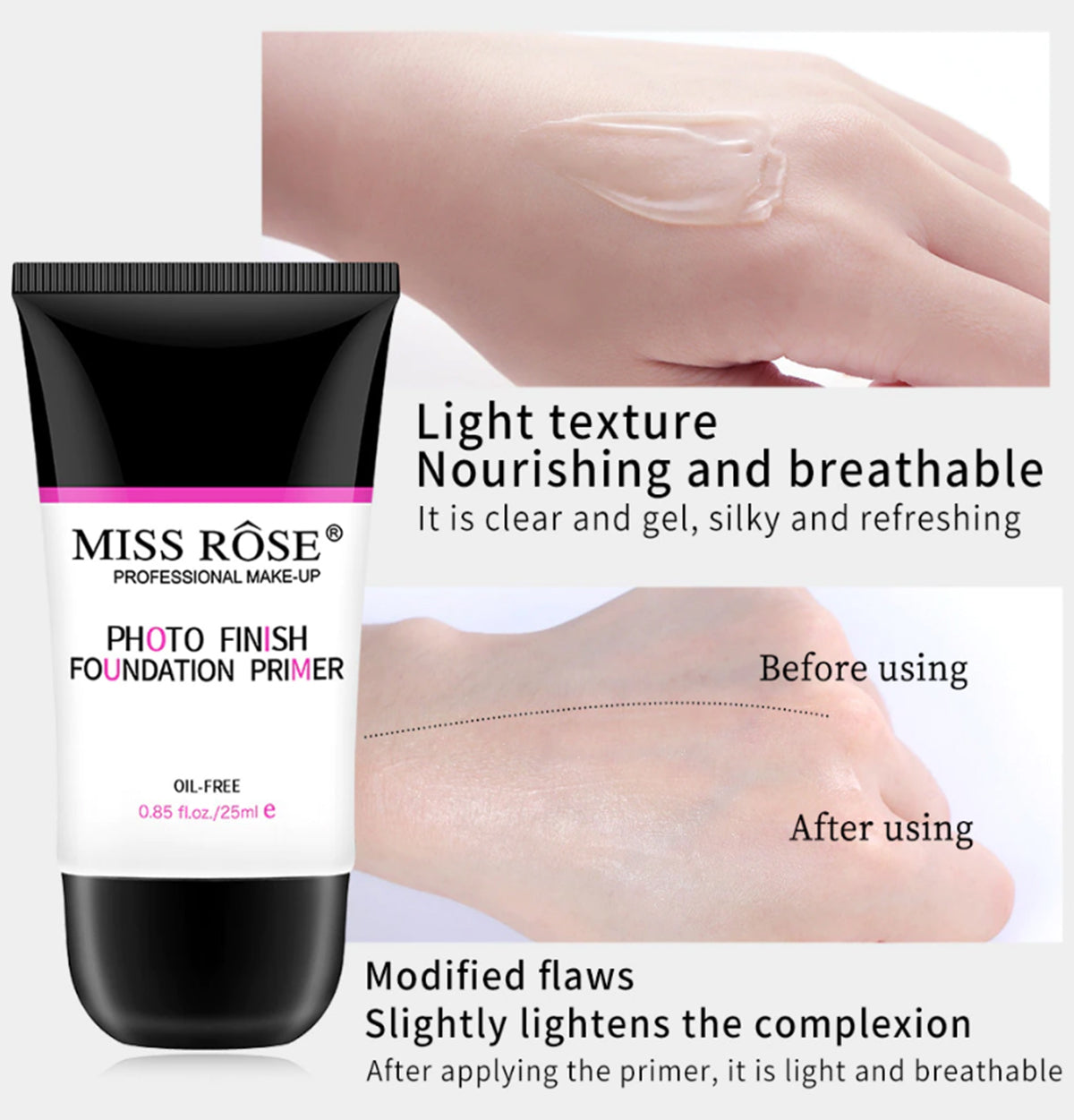 Buy Miss Rose Photo Finish Oil Control Moisturizing Foundation Primer 25 - Ml in Pakistan