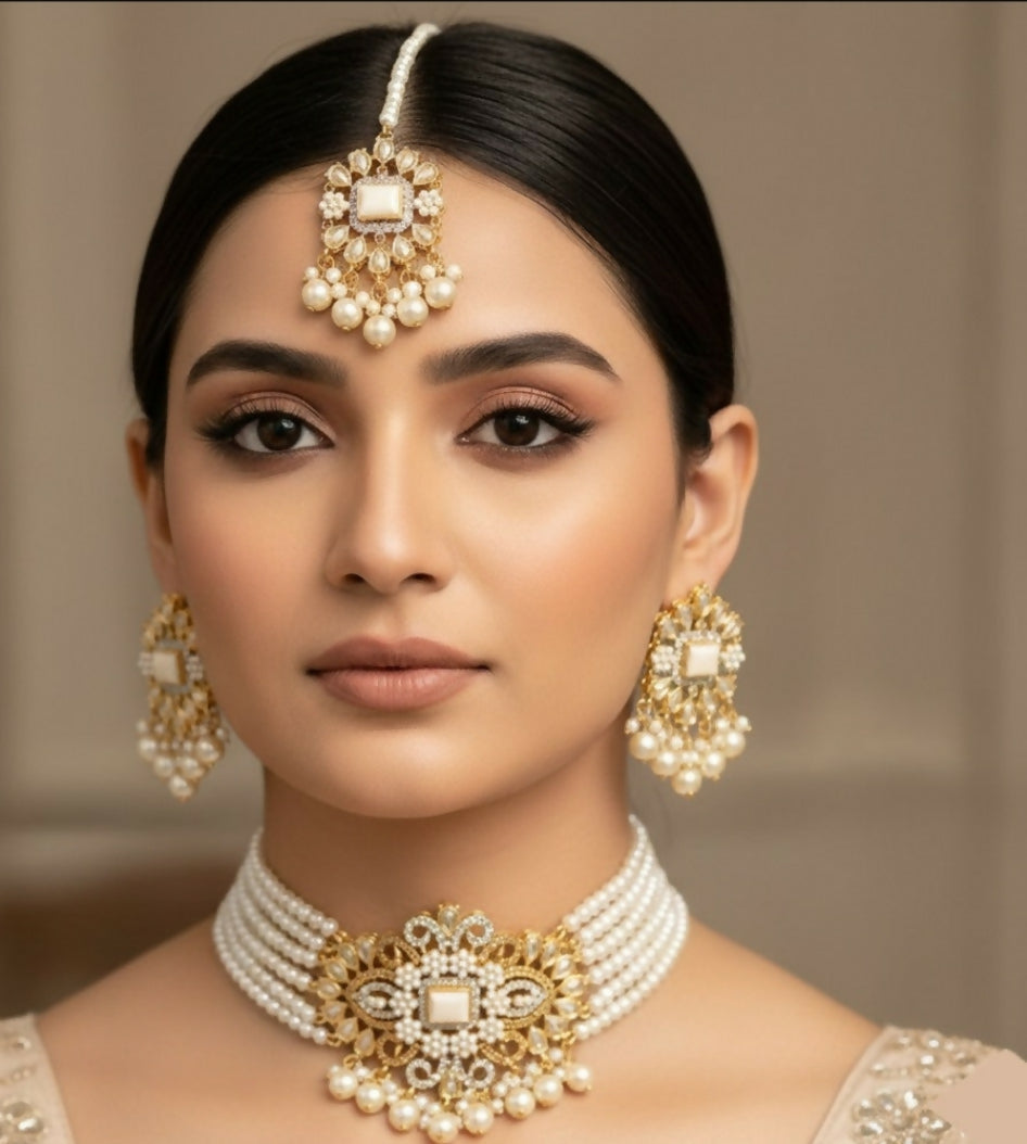 Flower/Tear Pearl Drop Choker Set-00259 | Women Jewelry | Wedding Jewelry & Sets | Brand New