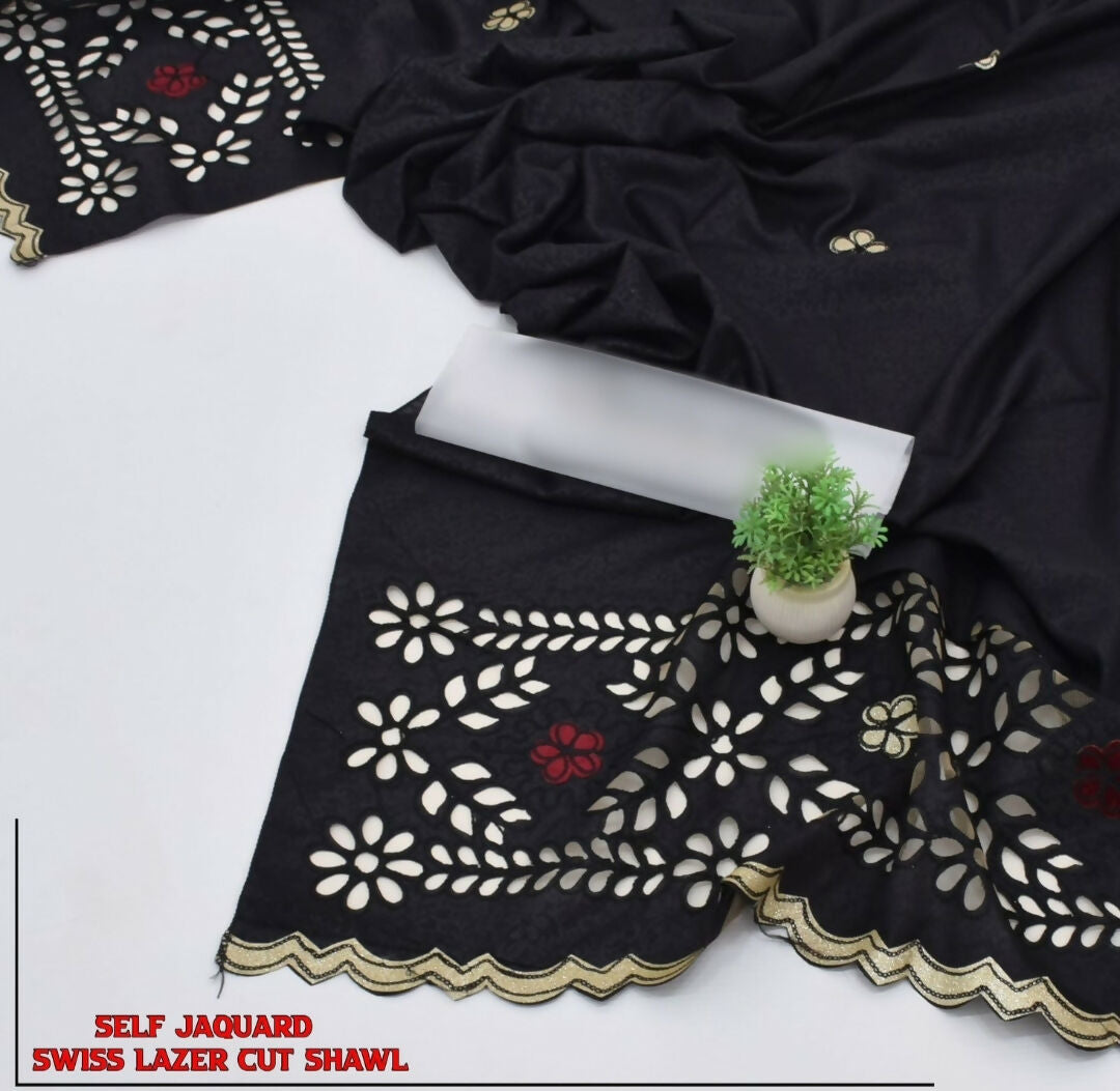 Self Jacquard Embroidered Summer Shawl | Women Clothing | Shawls | Brand New