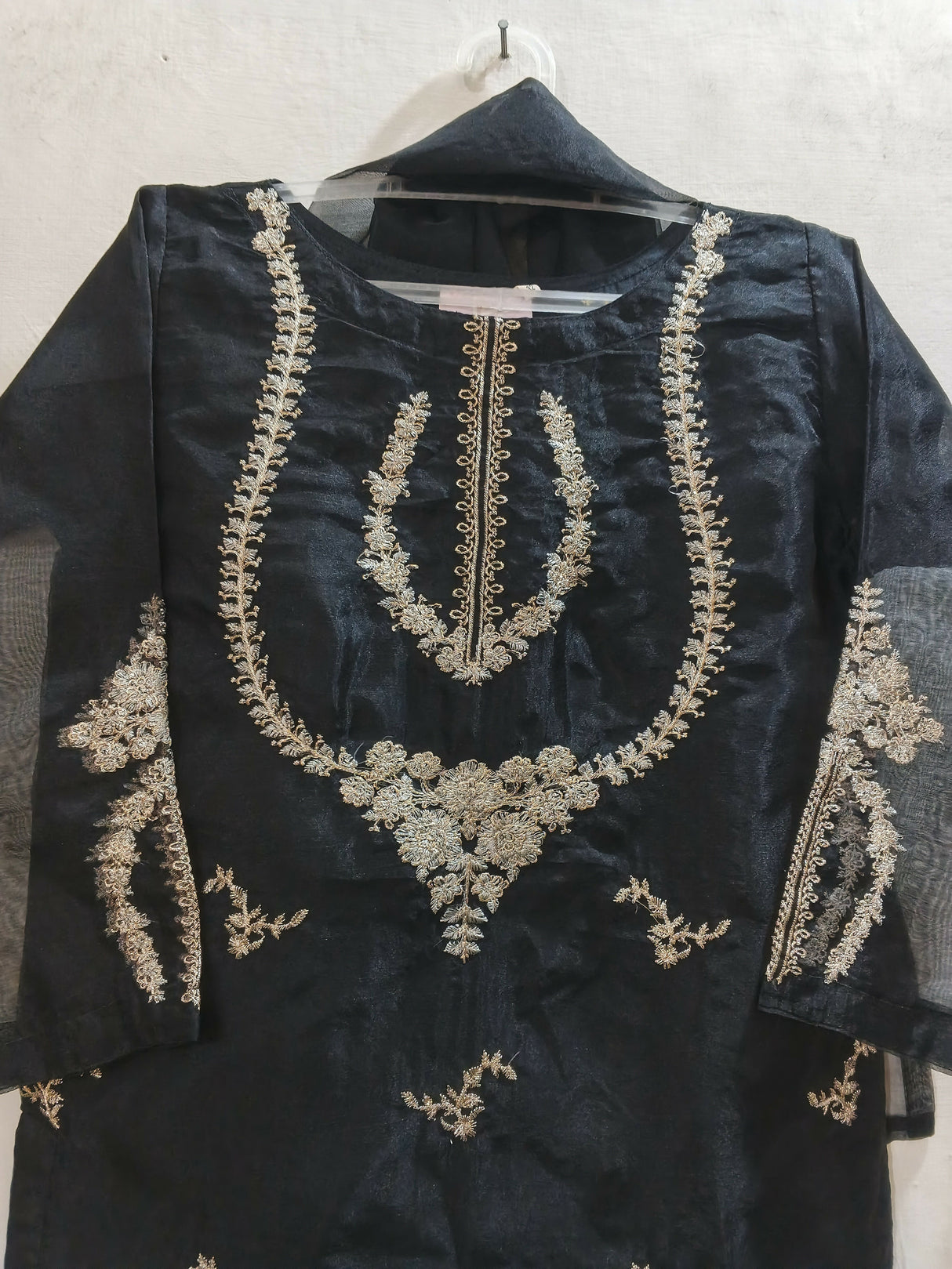 Black Organza Suit | Girls Shalwar Kameez | Small | Worn Once