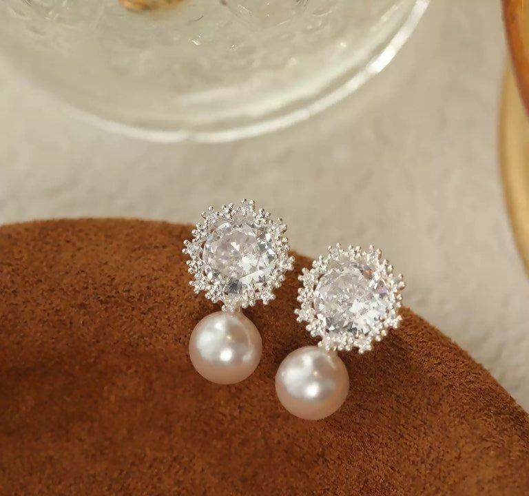 Round Pearl Tops Pair-01088 | Women Jewelry | Earrings | Brand New