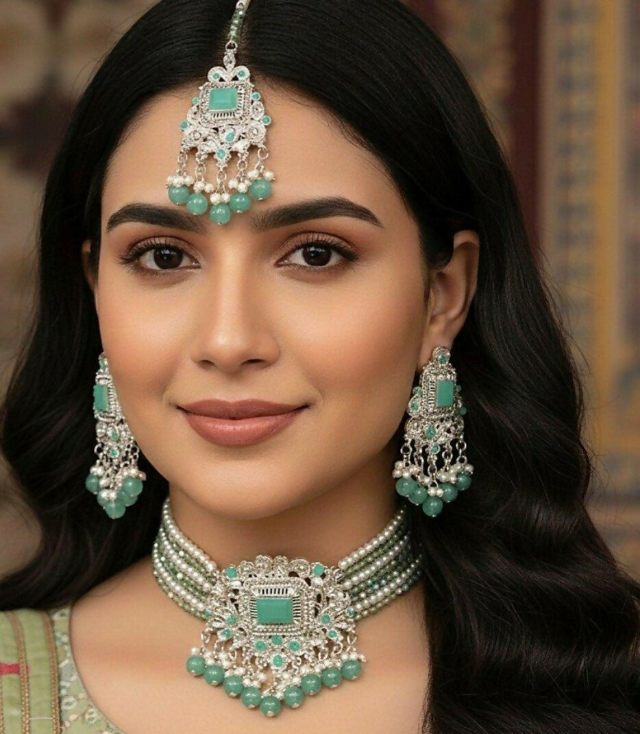 Rectangle Flower Choker Set-00263 | Women Jewelry | Wedding Jewelry & Sets | Brand New