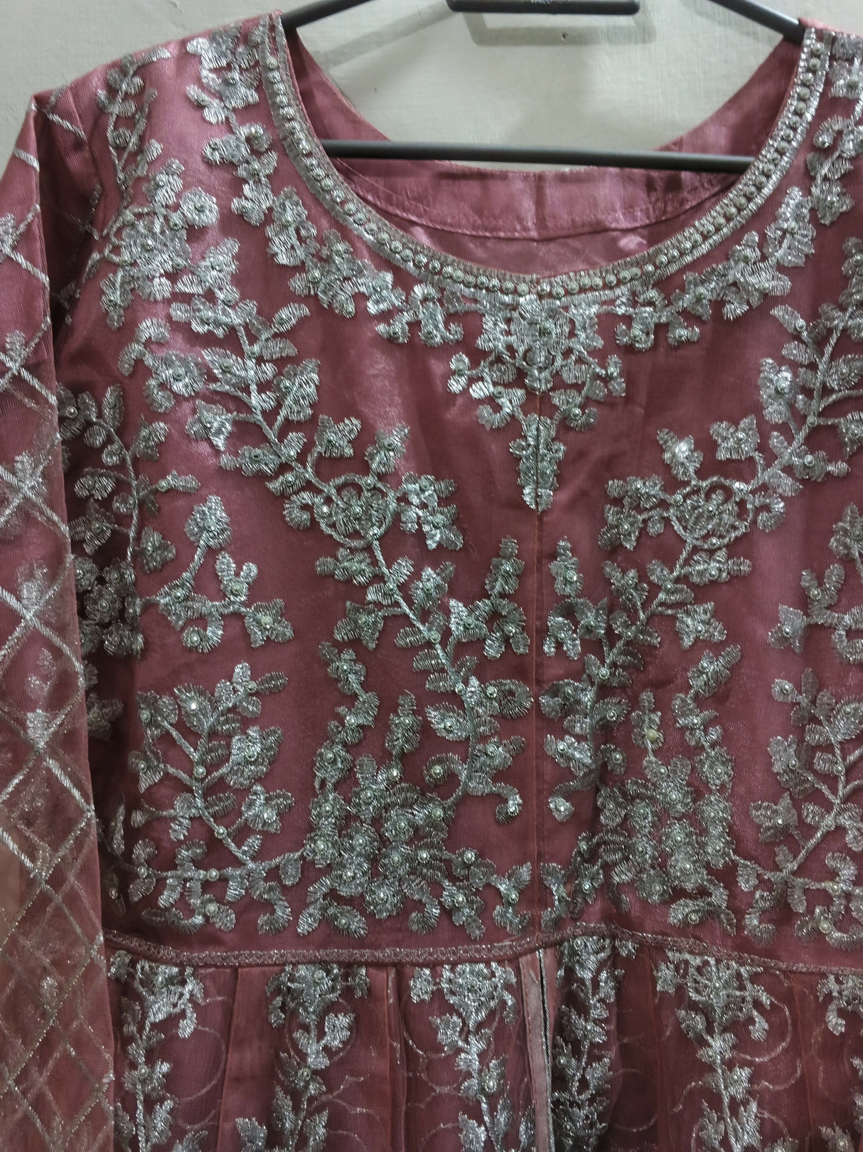 Fancy Embroidered Pink Maxi | Women Frocks & Maxis | Medium | Worn Once