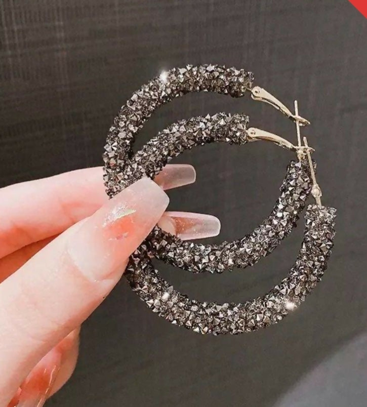 Round Stone Hoops-00452 | Women Jewelry | Earrings | Brand New