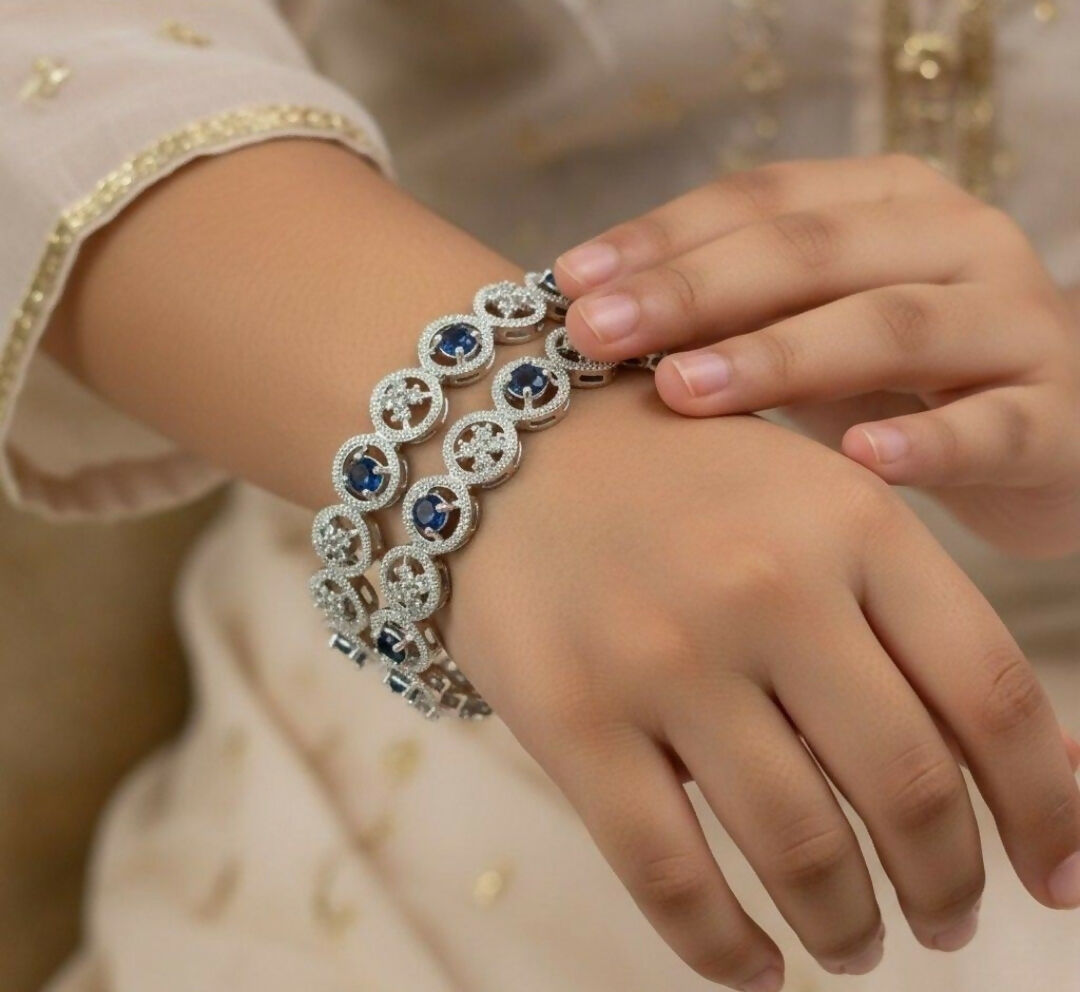 Round Flower Stone Bangle Set-00002 | Women Jewelry | Bangles/Bracelets | Brand New