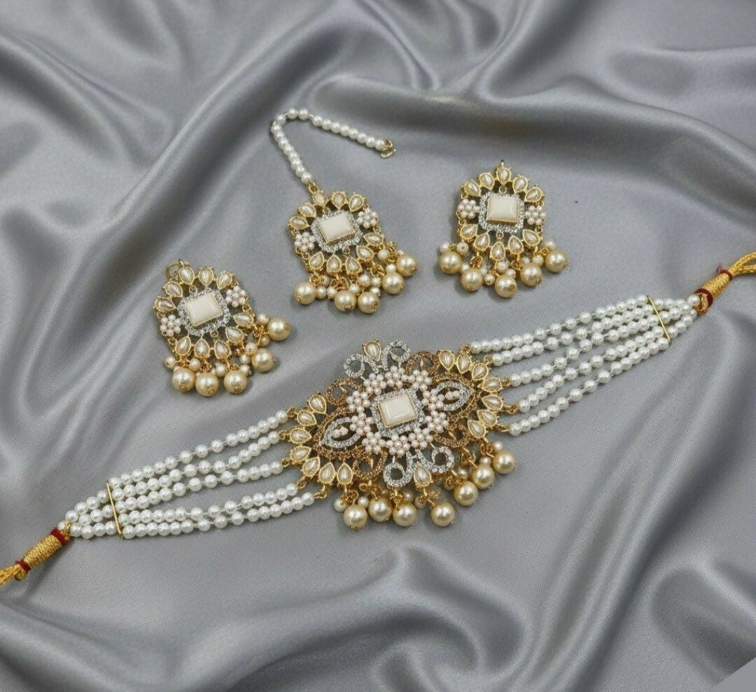 Flower/Tear Pearl Drop Choker Set-00259 | Women Jewelry | Wedding Jewelry & Sets | Brand New