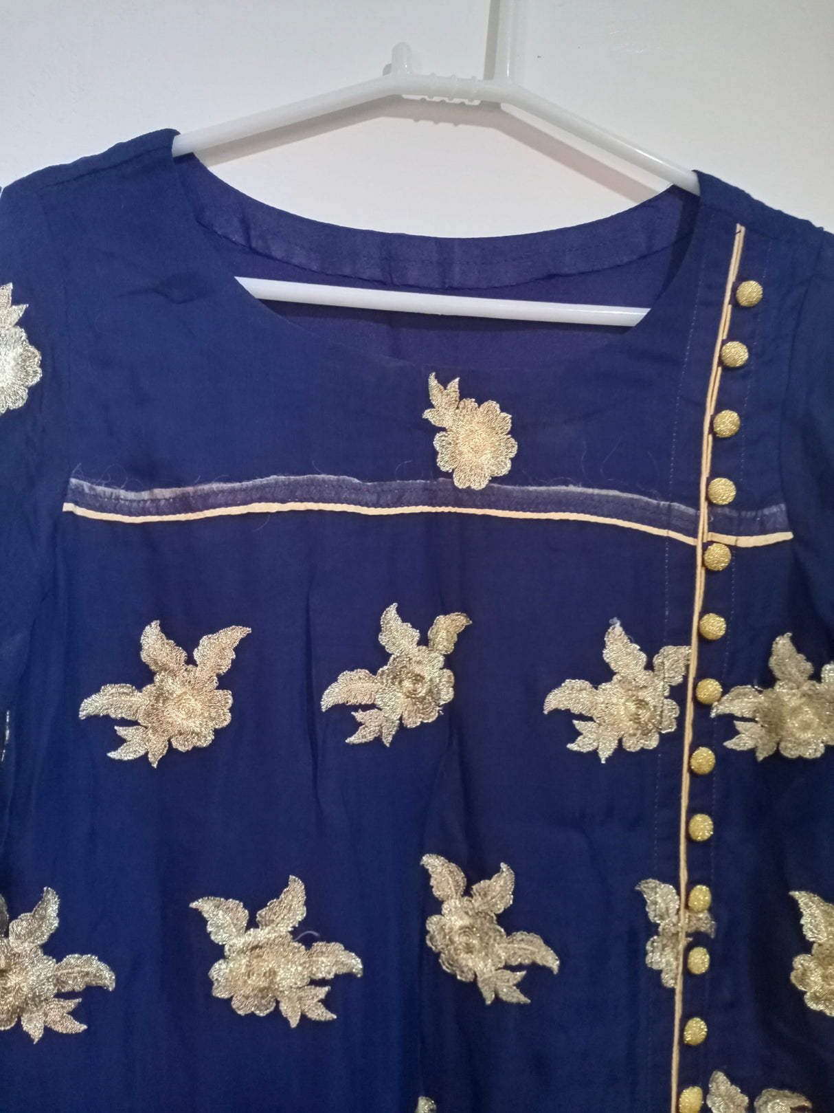 Dark Blue Side Cut Open Frock | Women Locally Made Formals | Large | Worn once