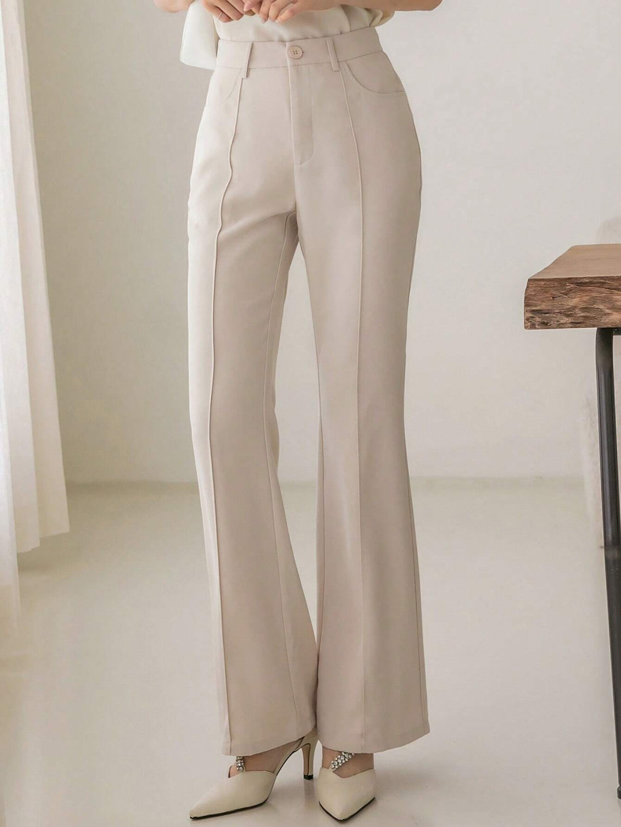 Buy SHEIN DAZY High Waist Seam Detail Flare Leg Suit Pants in Pakistan