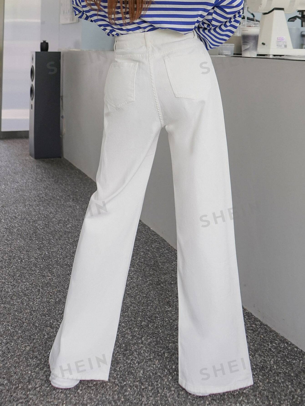 Buy SHEIN DAZY High Waist Slit Hem Wide Leg Jeans in Pakistan