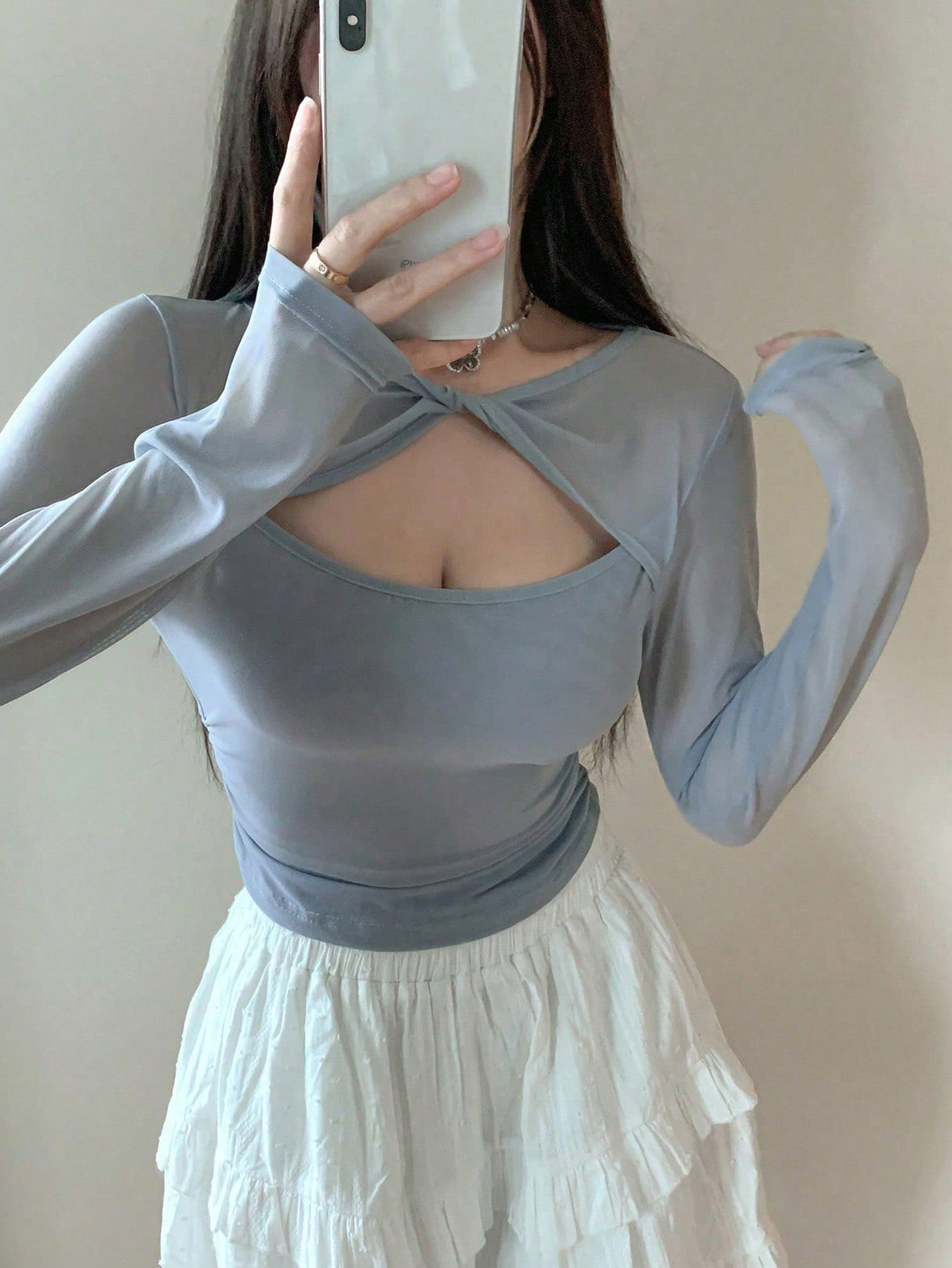 Buy SHEIN DAZY Kpop Solid Twist Front Cut Out Front Tee in Pakistan