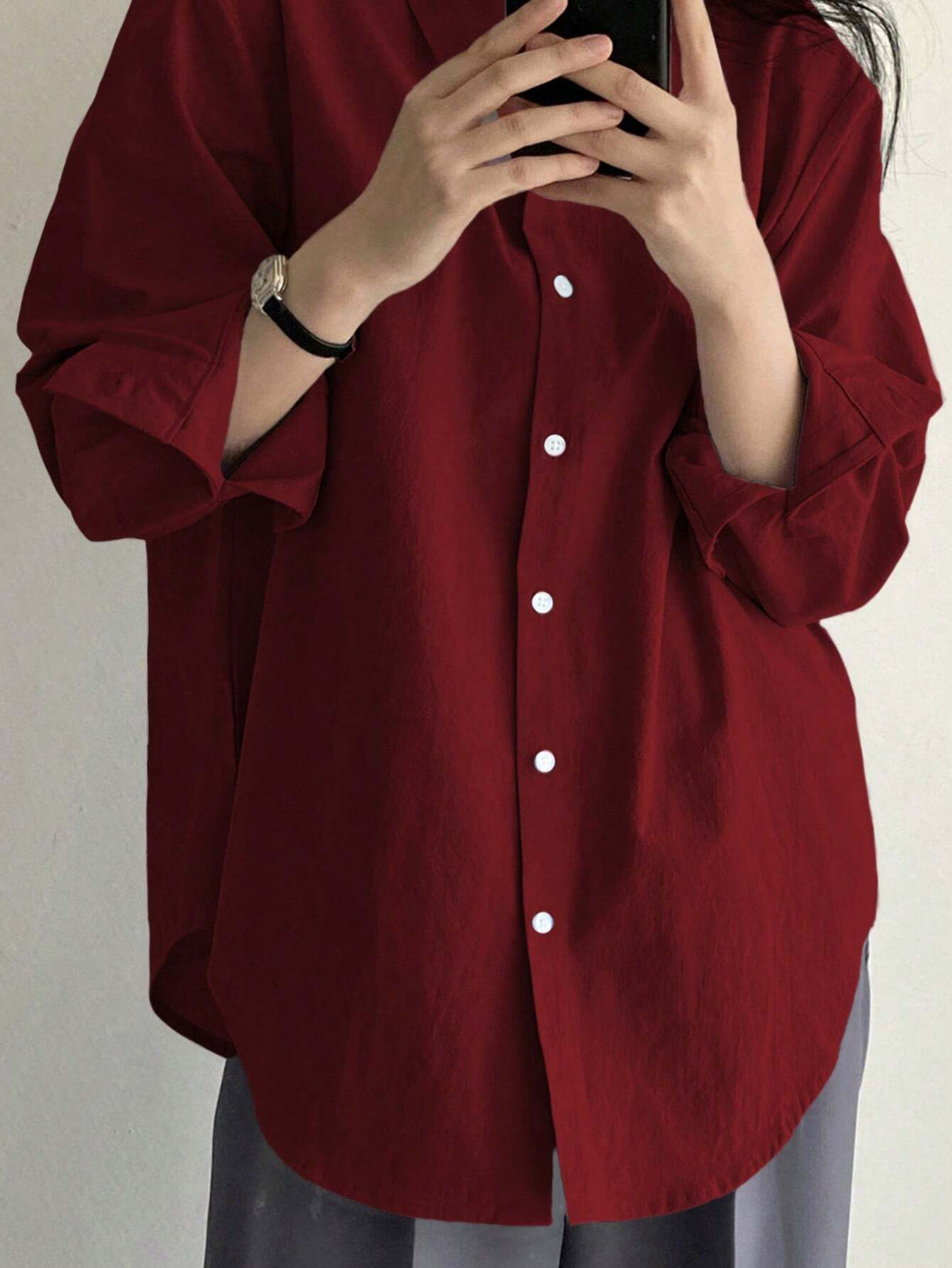 Buy SHEIN DAZY Women's Spring Solid Color Long Sleeve Shirt in Pakistan