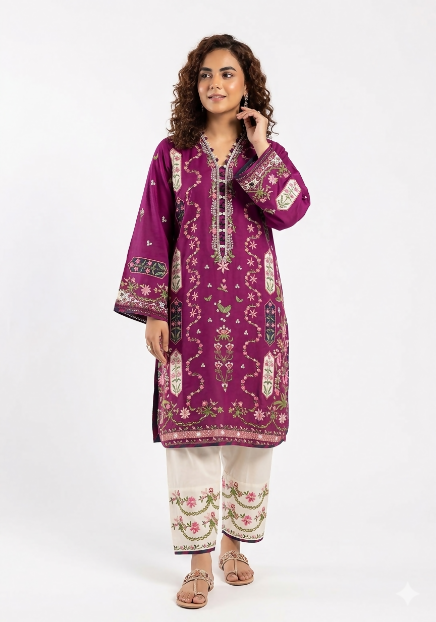 Ethnc | Women Branded Kurta | Purple Kurta | Medium | New