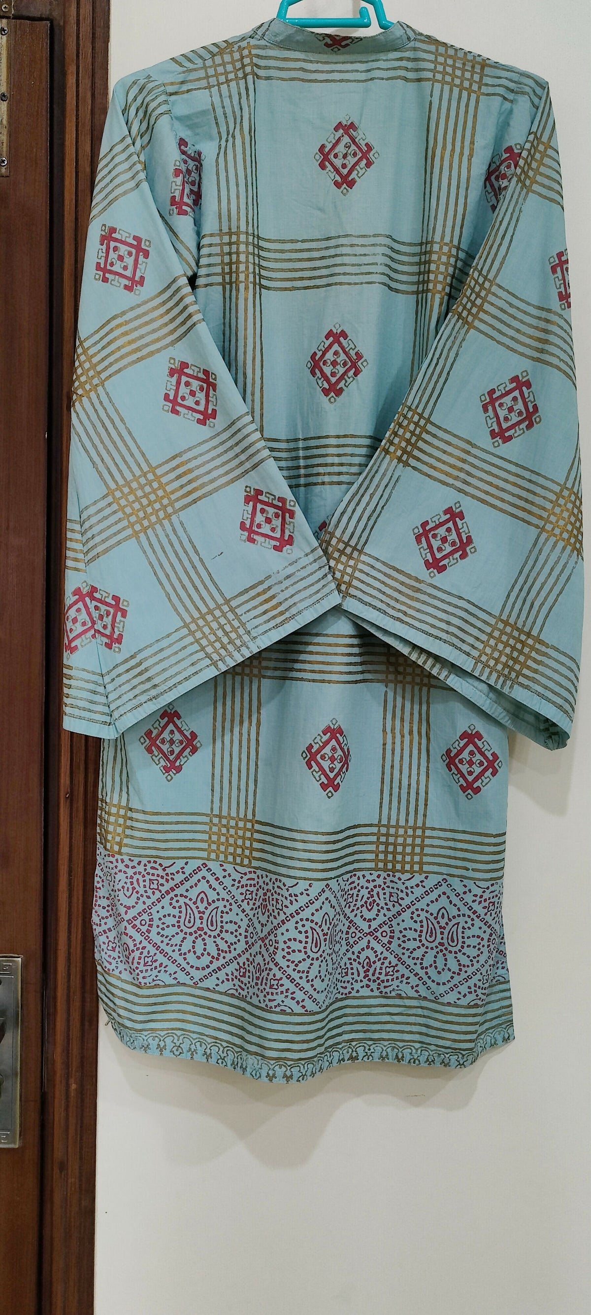 Block Print 2 PC Dress | Women Locally Made Dress | Sky Blue | Medium | Preloved