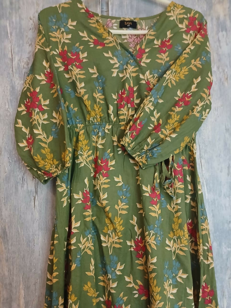 Saya | Olive Green Lawn Kurta | Women Branded Kurta | XSmall | Worn Once