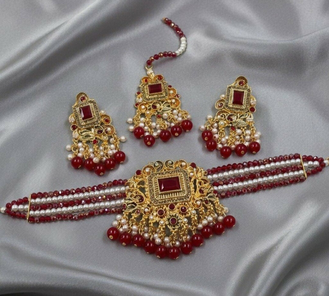 Rectangle Flower Choker Set-00264 | Women Jewelry | Wedding Jewelry & Sets | Brand New