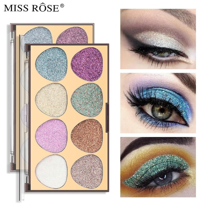 Buy MISS ROSE 8 Colors Glitter Eyeshadow Palette (NEW) in Pakistan