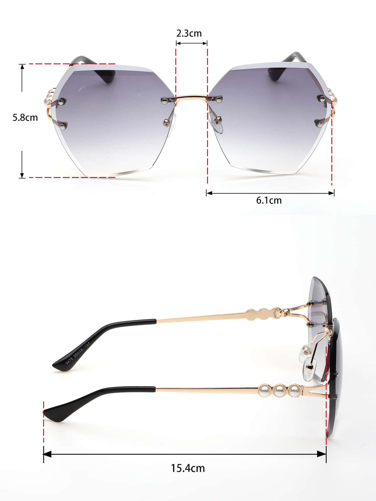 Buy SHEIN Faux Pearl Decor Rimless Fashion Glasses in Pakistan