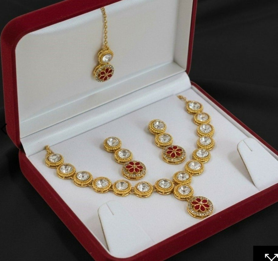 Round flower necklace set-00025 | Women Jewelry | Wedding Jewelry & Sets | New