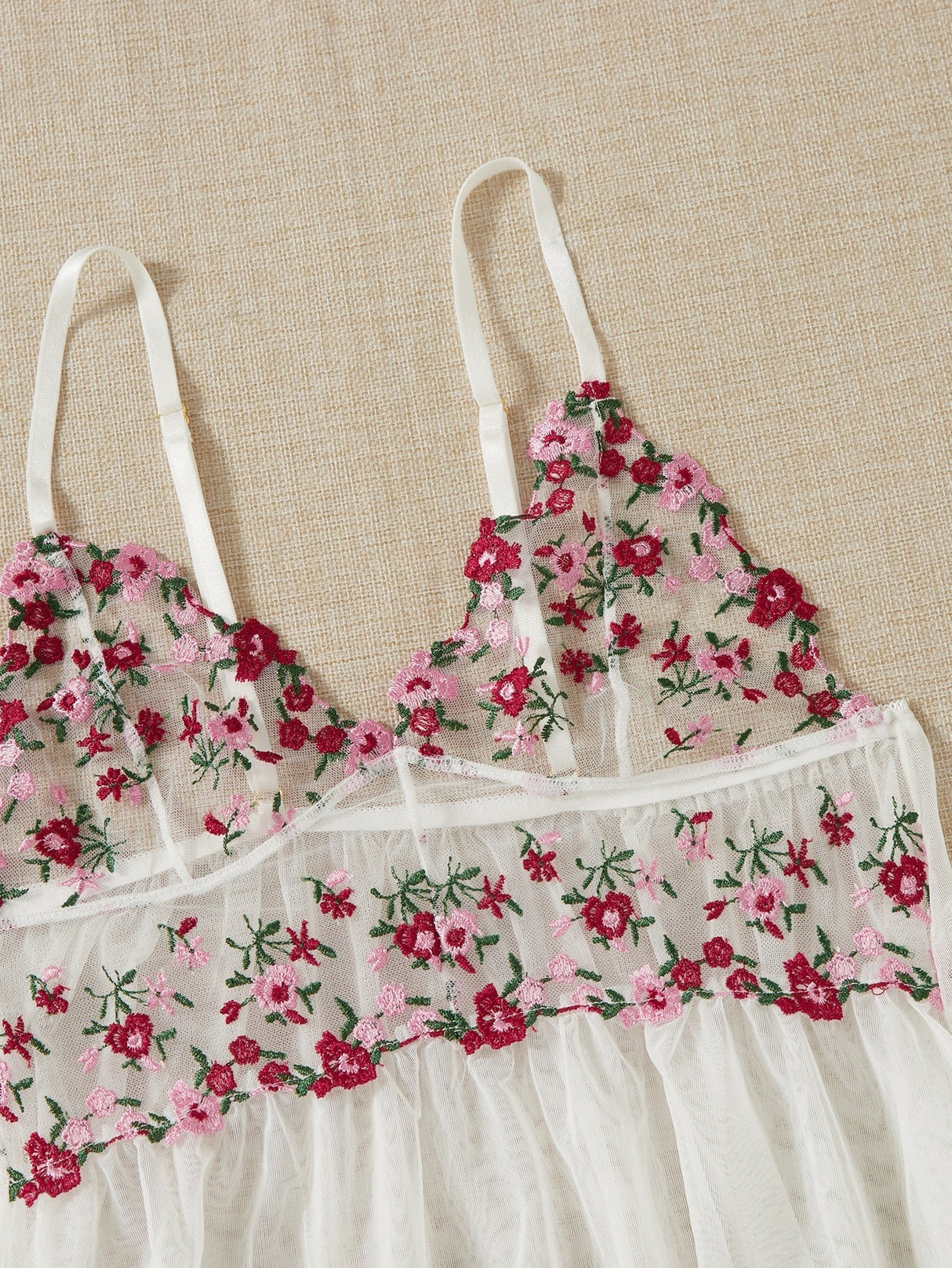 Buy SHEIN Floral Embroidery Mesh Slips With Thong in Pakistan