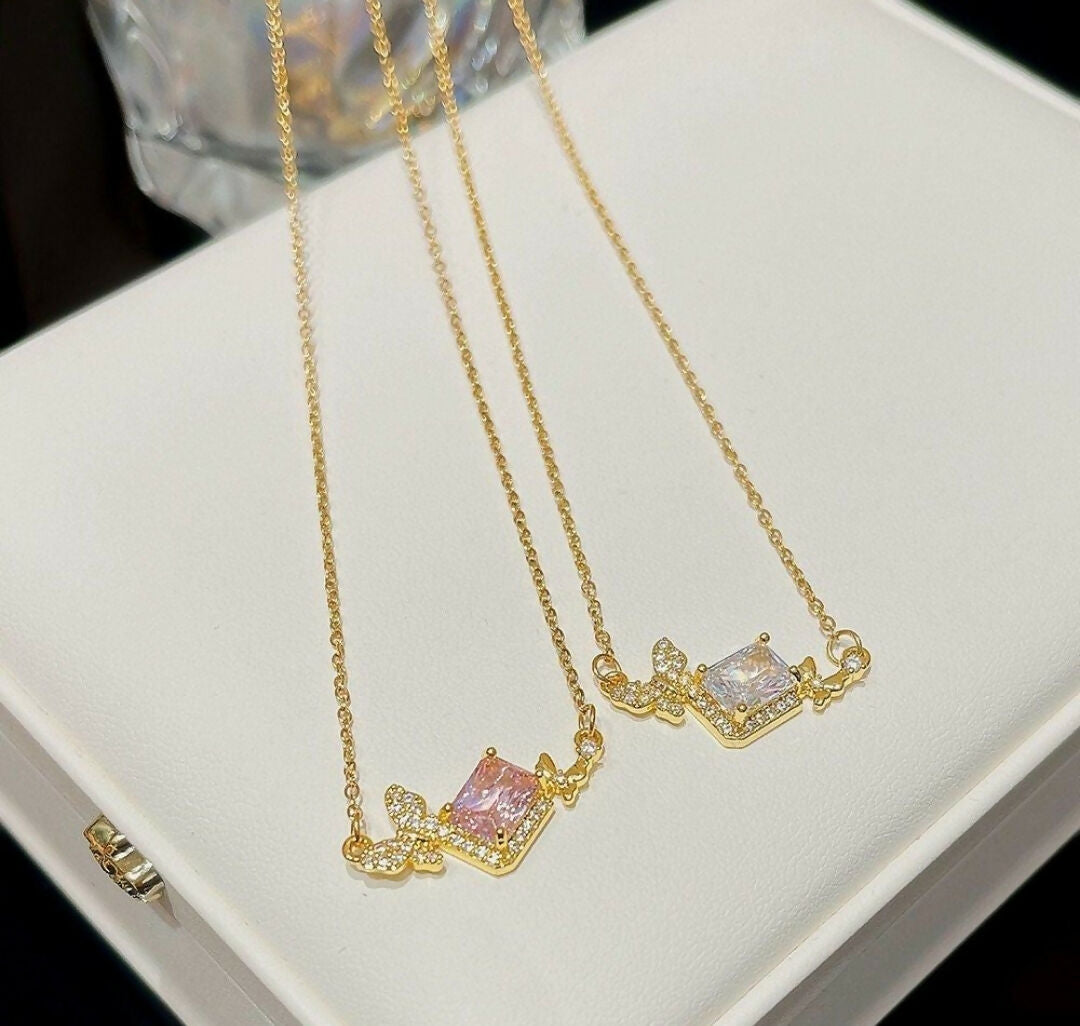 Butterfly/Square Stone Necklace-293 | Women Jewelry | Necklaces & Pendants | Brand New