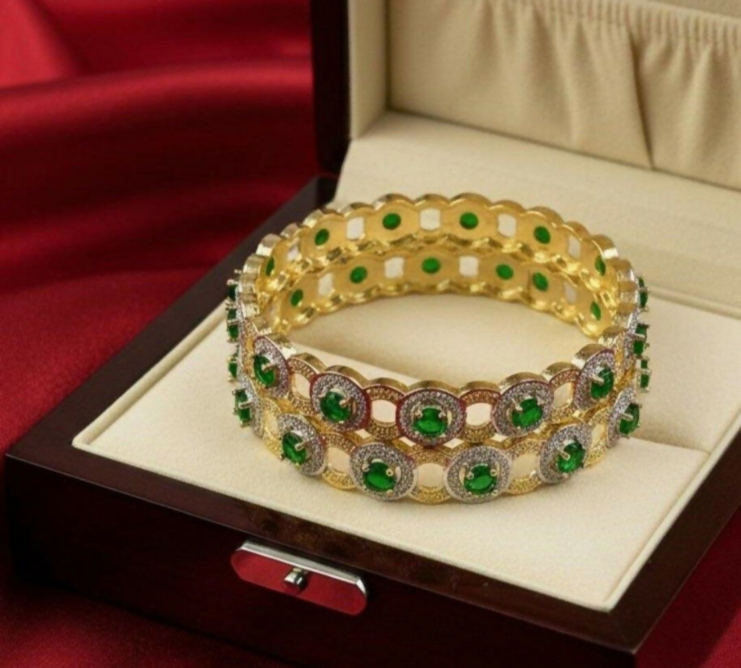 Round Stone Linked Bangle Set-00009 | Women Jewelry | Bangles/Bracelets | Brand New