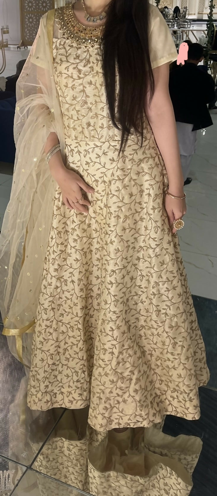 Zari Embroidery Maxi | Women Frocks & Maxis | Beige | Medium | Preloved