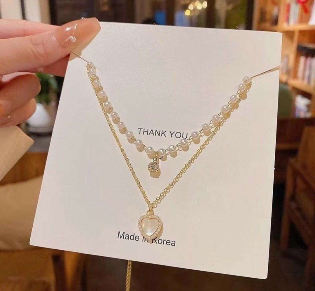 Heart Pearl Layered Necklace-224 | Women Jewelry | Necklaces & Pendants | Brand New