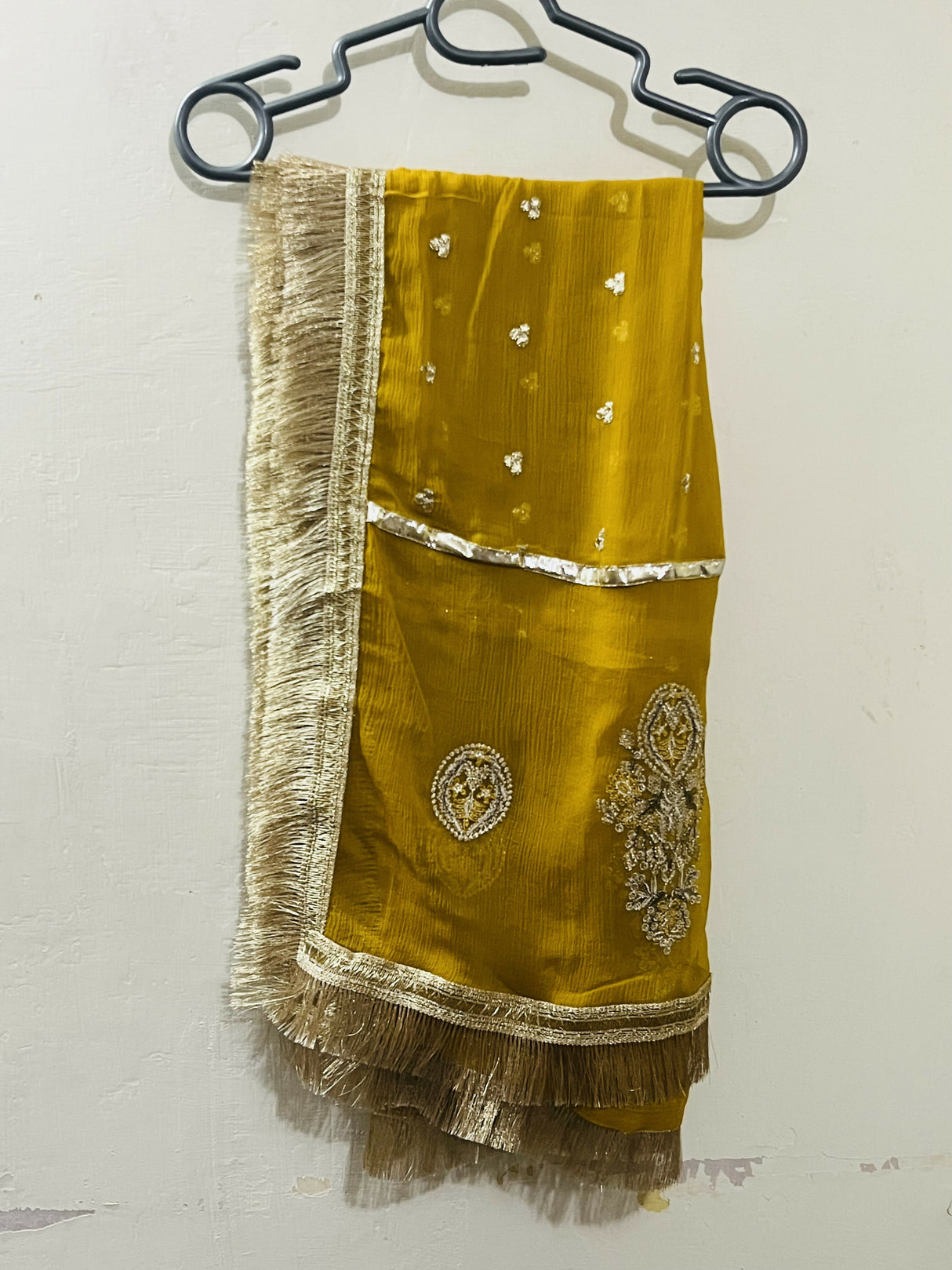Sheikh Botique | Mehandi Chiffon Dress | Medium | Worn Once
