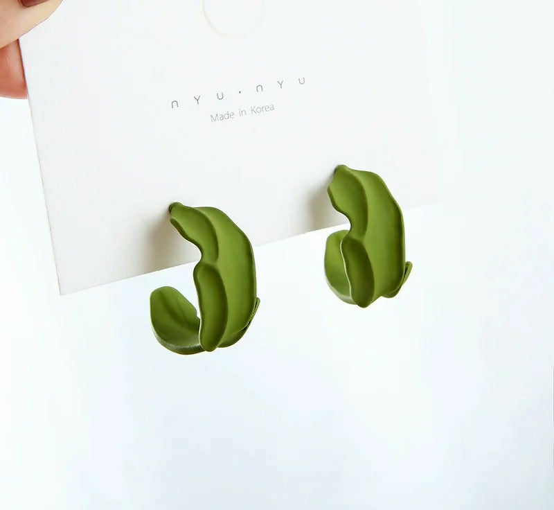 Leaf Hoop Earrings | Women Jewerly | Earrings | Green | Brand New