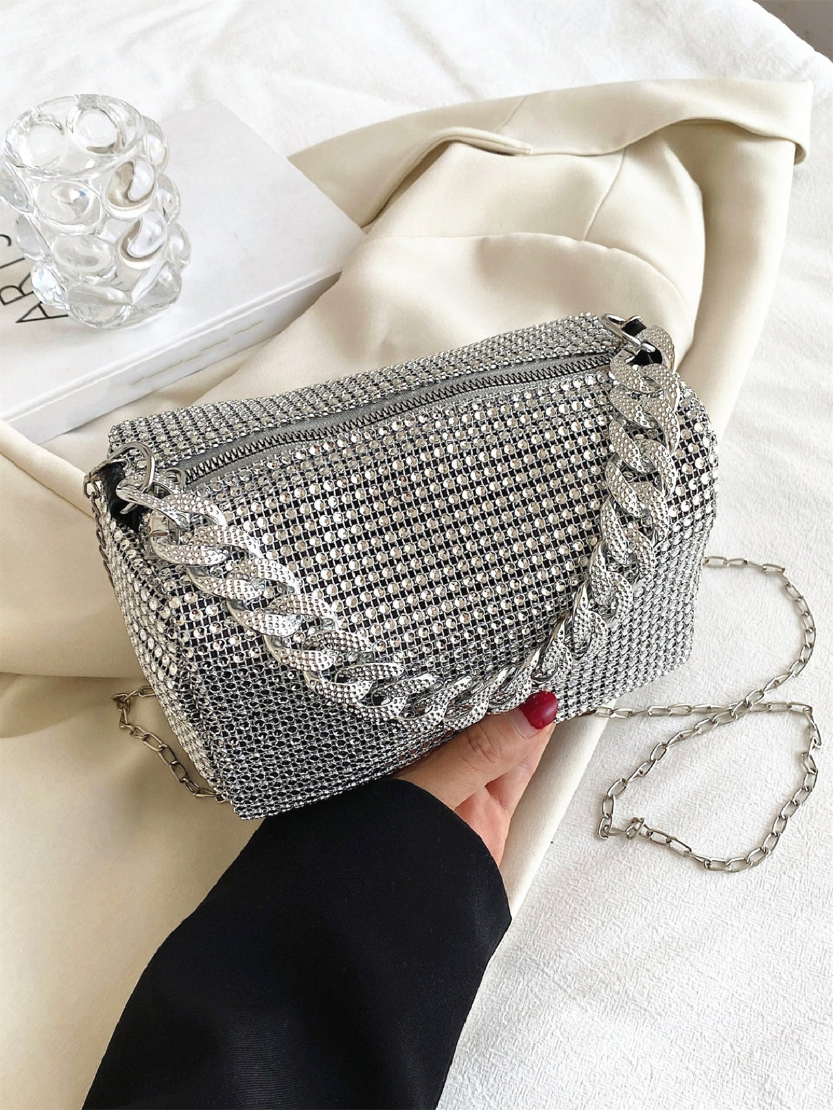 Buy SHEIN Mini Rhinestone Decor Chain Square Bag, Perfect Bride Purse For Wedding, Prom & Party Events in Pakistan