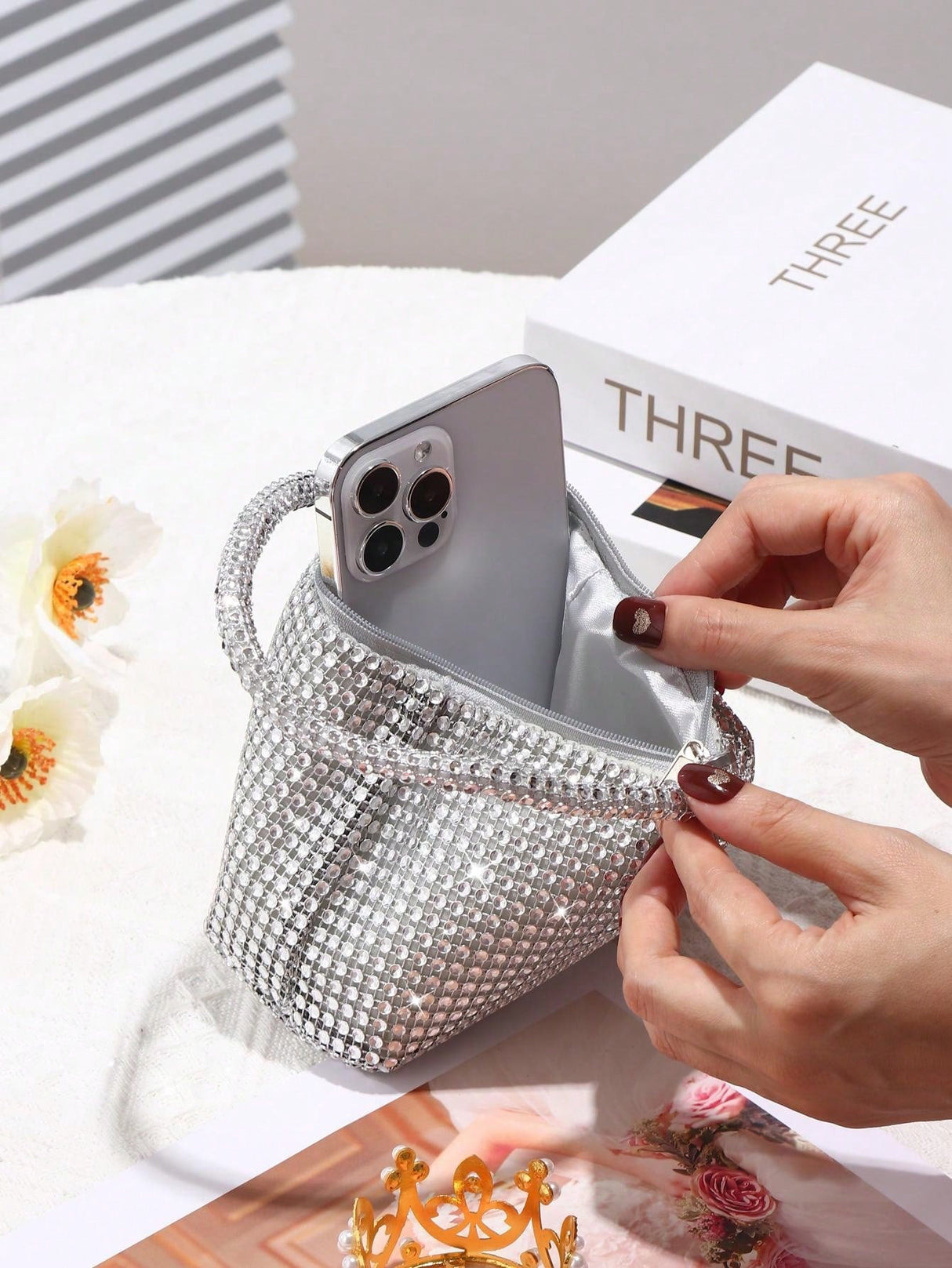 Buy SHEIN Glamorous Glitter Bling, Sequin, Luxury, Shiny Women's Mini Sparkling Rhinestone Clutch Bag in Pakistan