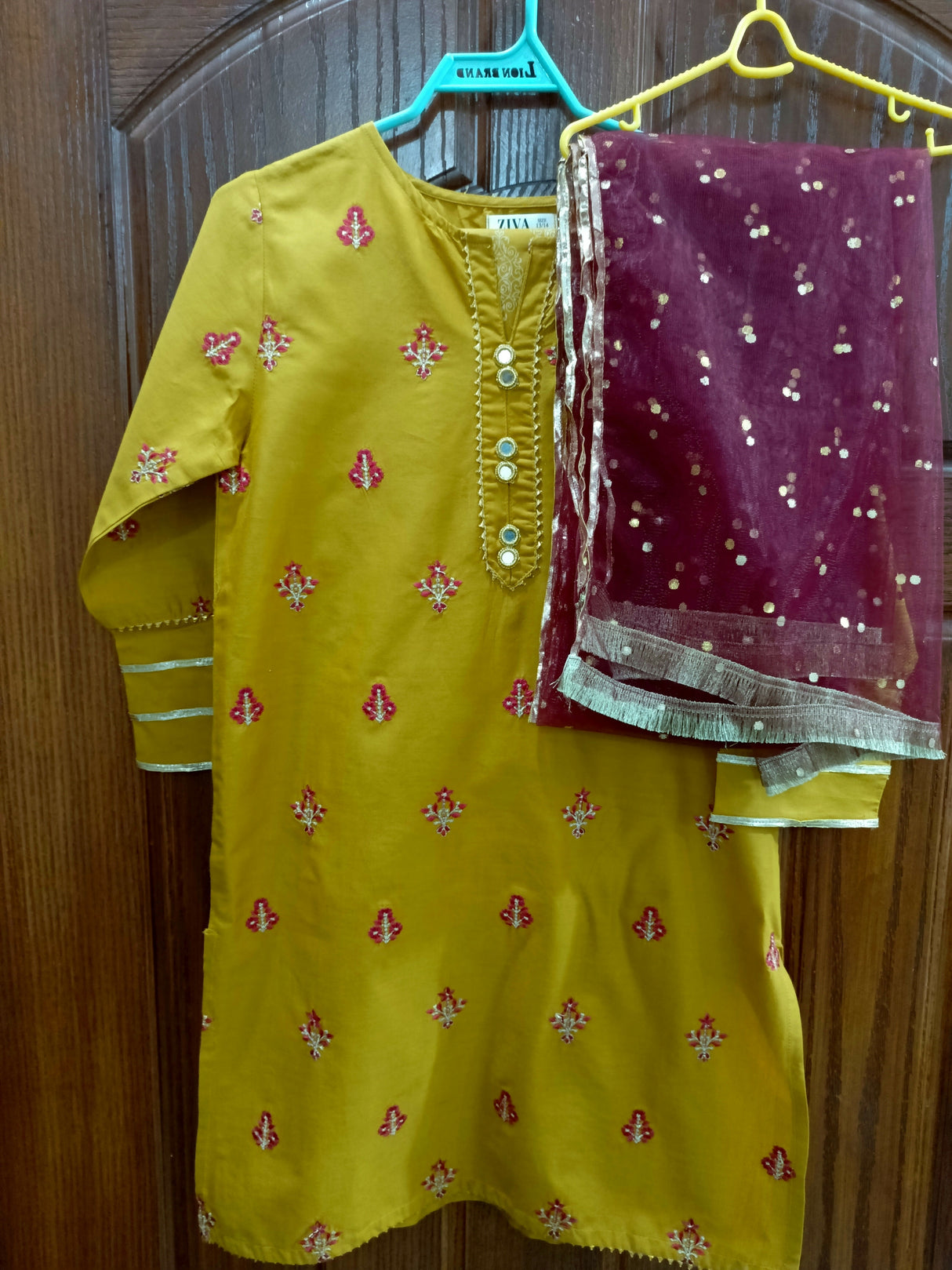 Ziva Mustard | Kids | Girls Shalwar Kameez | 13 to 14 Yrs | Worn Once
