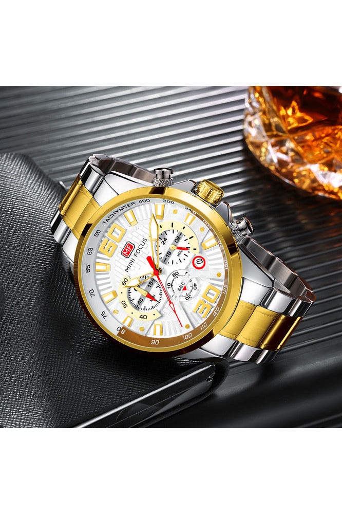 Buy Mini Focus Two-Tone Stainless Steel White Dial Quartz Watch for Gents- MF0336G-03 in Pakistan