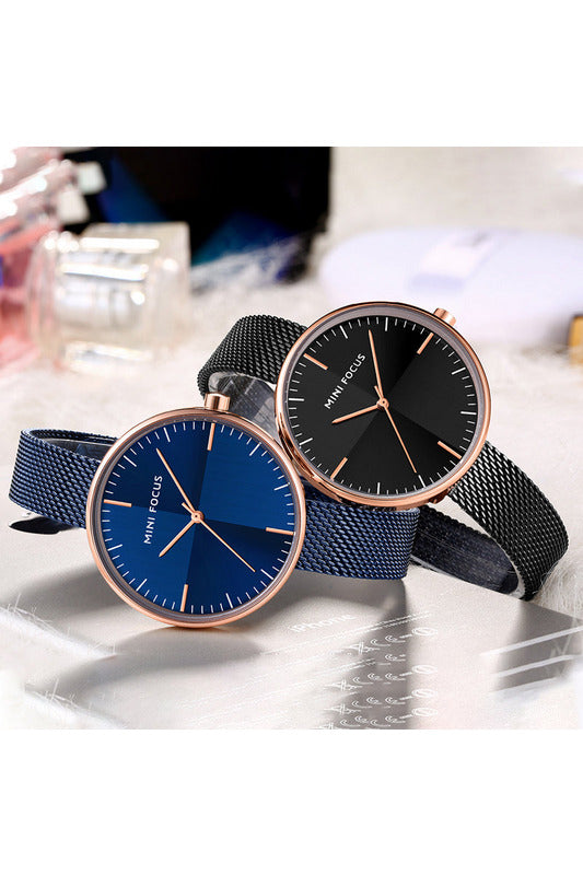 Buy Mini Focus Blue Stainless Steel Mesh Blue Dial Quartz Watch for Ladies- MF0275L-04 in Pakistan
