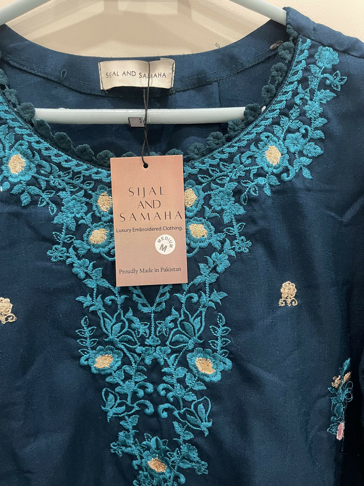 Navy Blue 3PC Stitched Suit| Women Locally Made Kurta | Small | New