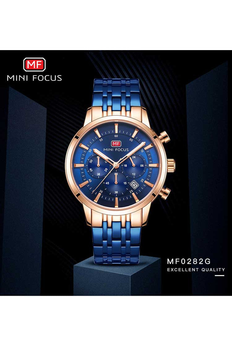 Buy Mini Focus Blue Stainless Steel Blue Dial Quartz Watch for Gents- MF0282G-02 in Pakistan