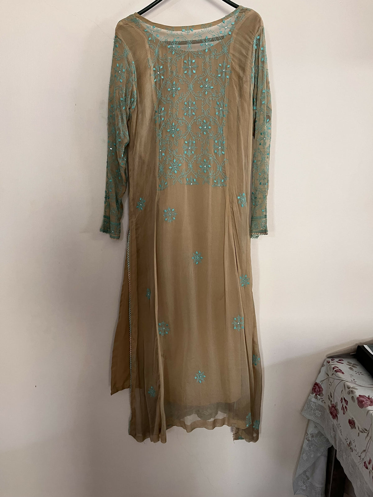 Chiffon Embroidered Kurti | Women Locally Made Formals | Small | Blue | New