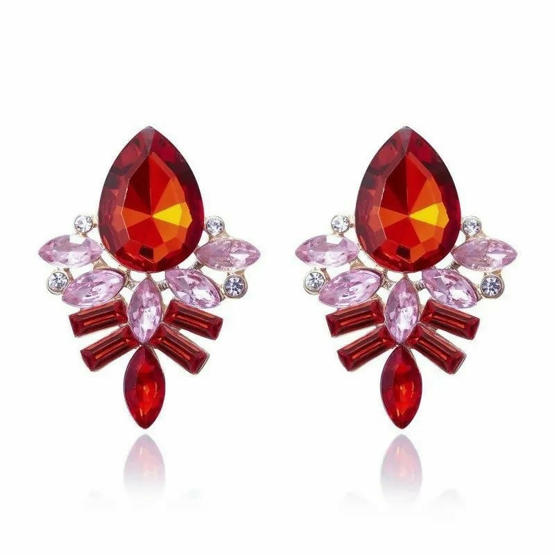 Red Rhinestone Crystal Earrings | Women Jewerly | Earrings | Brand New